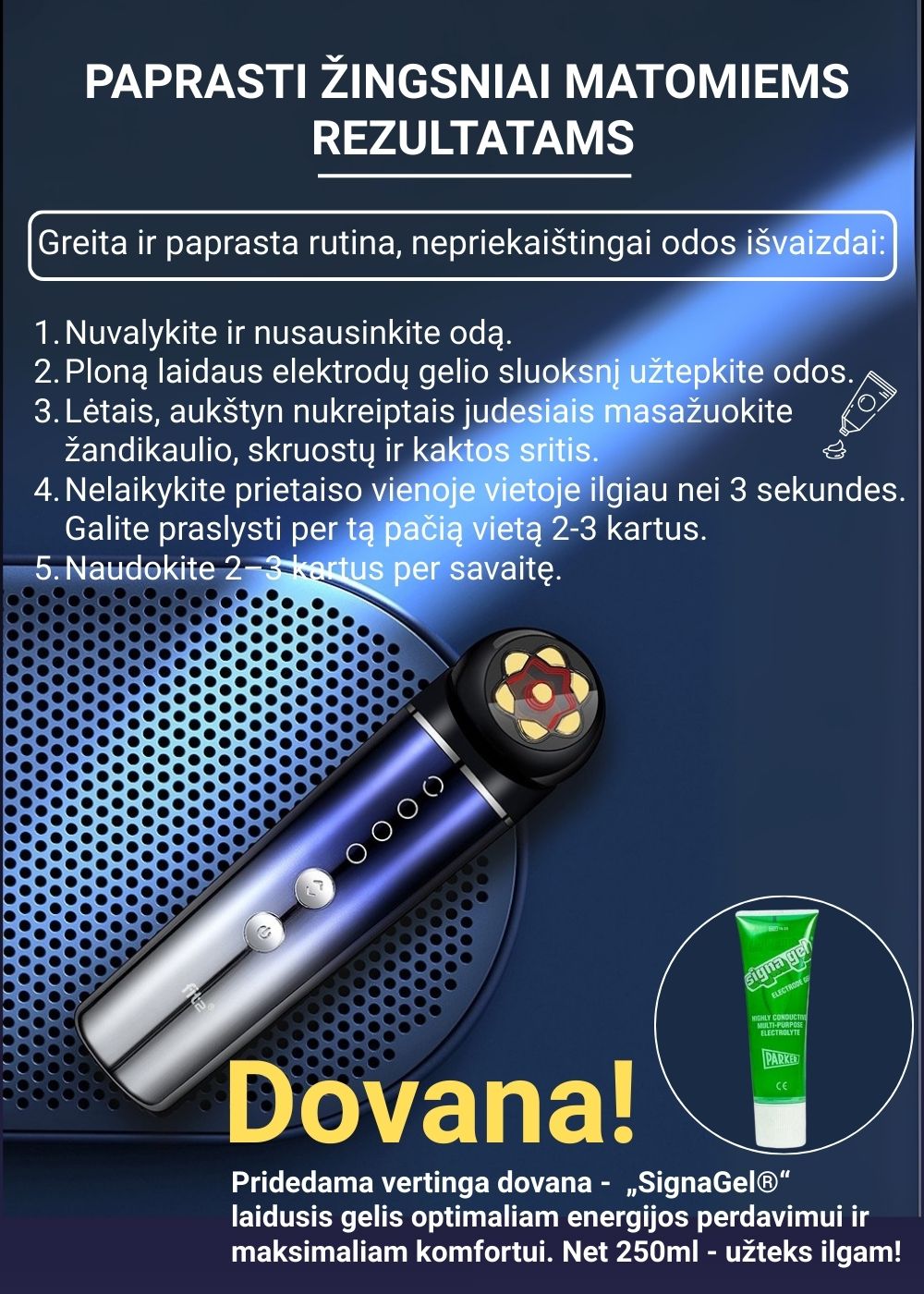 RF prietaisas Fit2 su SignaGel geliu ir USB įkrovimu